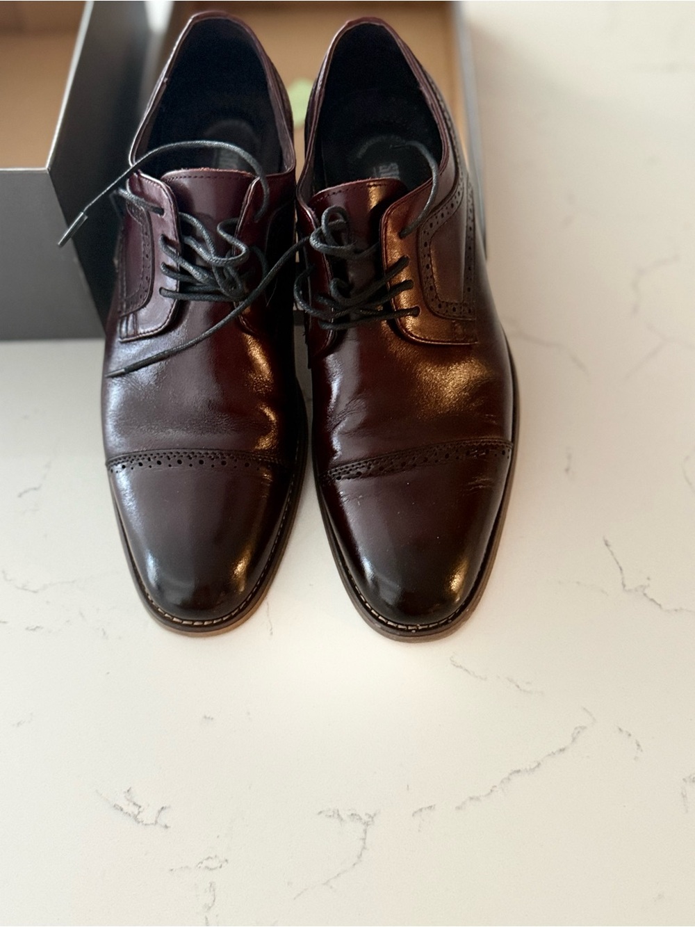 Stacy Adams Burgundy Cap-Toe Leather Oxfords